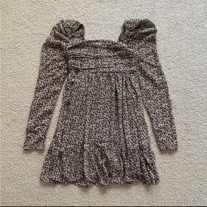 Abercrombie brown floral longsleeve dress